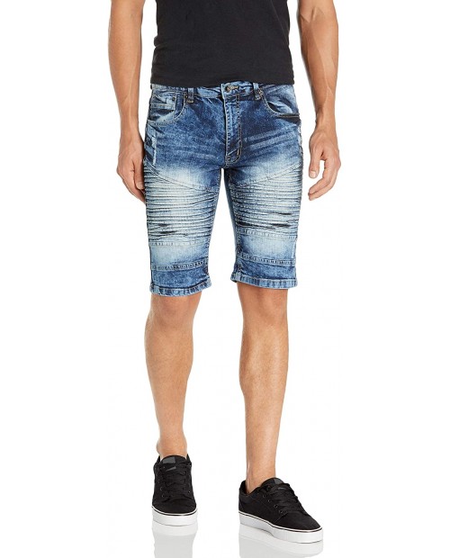 Southpole Men's Denim Shorts with Destructed Ripped and Repaired