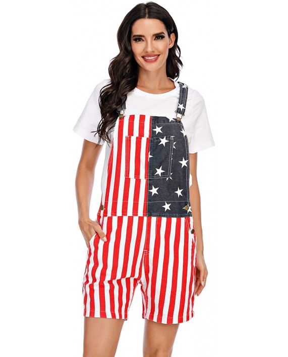 YXLUOKY Unisex Men's Women's Patriotic American Flag Print Denim Bib Overall Shorts Jeans at Men’s Clothing store