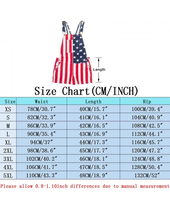 YXLUOKY Unisex Men's Women's Patriotic American Flag Print Denim Bib Overall Shorts Jeans at Men’s Clothing store