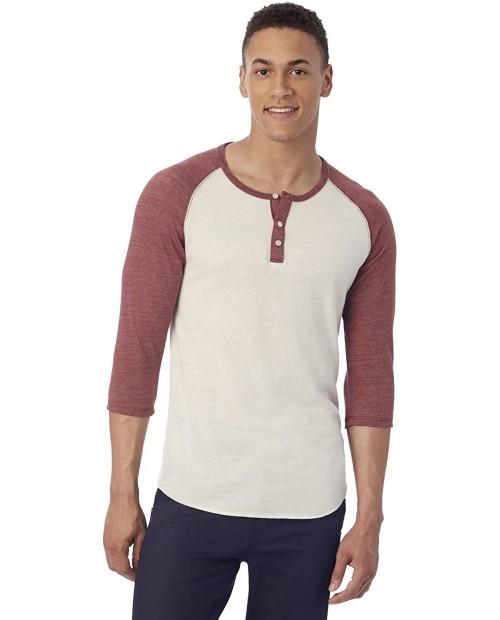 Alternative Men's Raglan 3 4 Sleeve Henley Shirt at  Men’s Clothing store