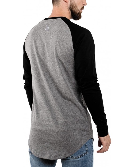 Blackskies Baseball Long Sleeve Men's T-Shirt | Curved Oversized Fashion Longline Basic Raglan L S Long Tee - S M L XL |