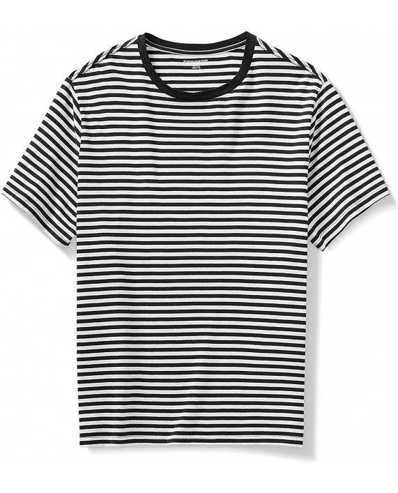 Essentials Men's Big & Tall Short-Sleeve Stripe Crew T-Shirt fit by DXL Black White 5XLT