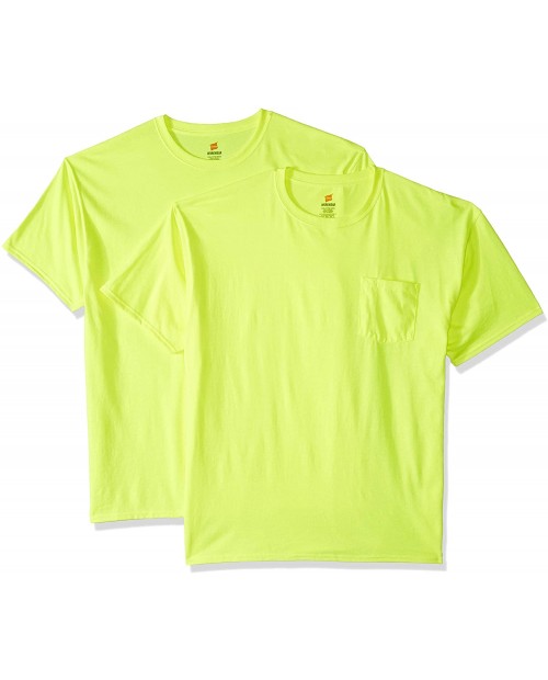 Hanes Men's Workwear Short Sleeve Tee 2-Pack Safety Green 4X Large |