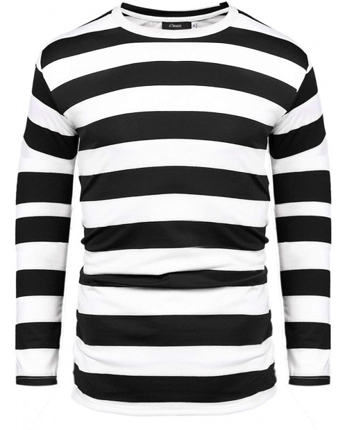 iClosam Mens Long Sleeve Basic Striped Shirt Crew Neck T-Shirt