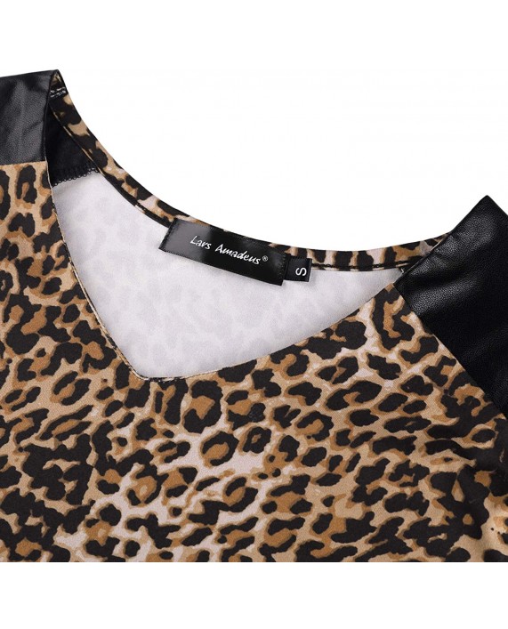 Lars Amadeus Men's Leopard Print T Shirts Summer Cheetah T-Shirt V Neck Printed Tee Top |