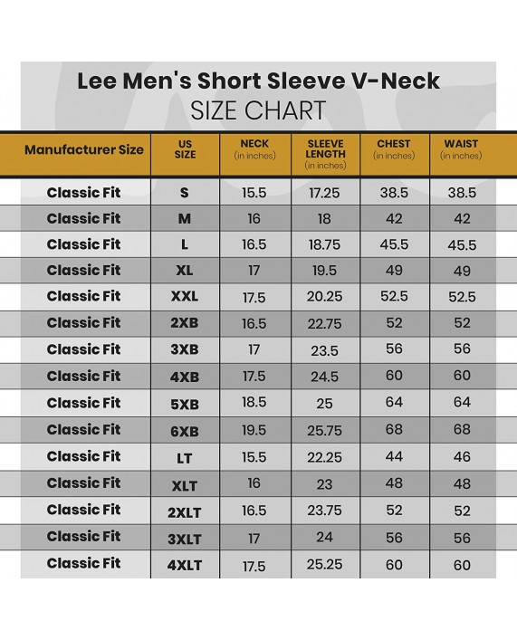 LEE Men’s V-Neck T-Shirt | Short Sleeve Casual Soft Breathable Cotton Tagless Undershirt | Regular Fit Big and Tall at Men’s Clothing store