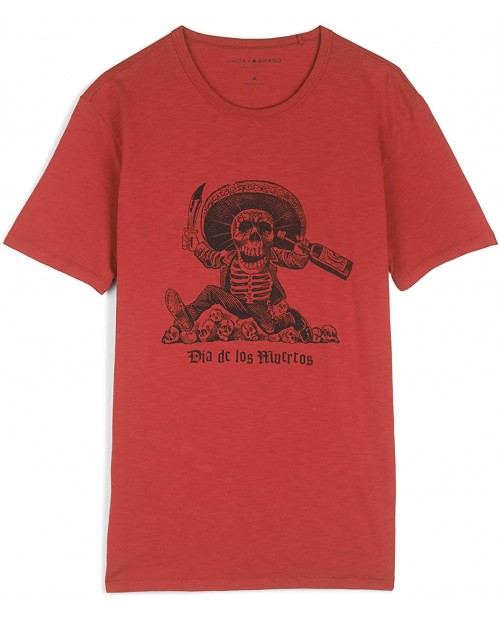 Lucky Brand Men's Short Sleeve Crew Neck Dia De Los Muertos Tee Shirt