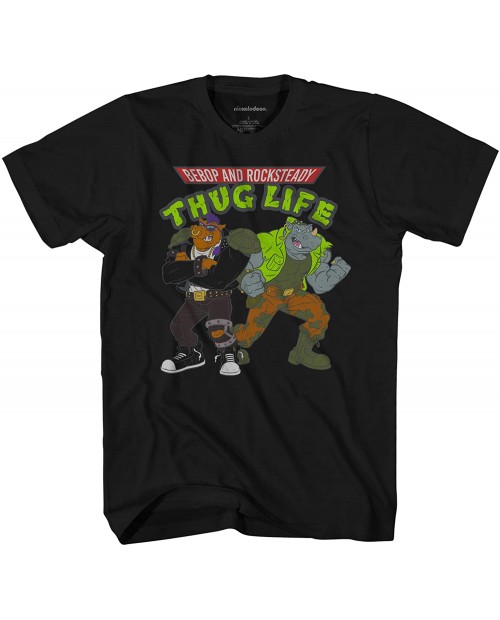 Mens Ninja Turtles Group Shirt - Beebop & Rocksteady Thug Life - TMNT Throwback Classic T-Shirt