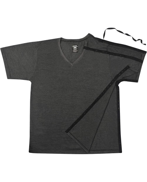 Post Surgery Recovery & Rehab Left Side Access Shirt with Hidden Snaps - V Neck