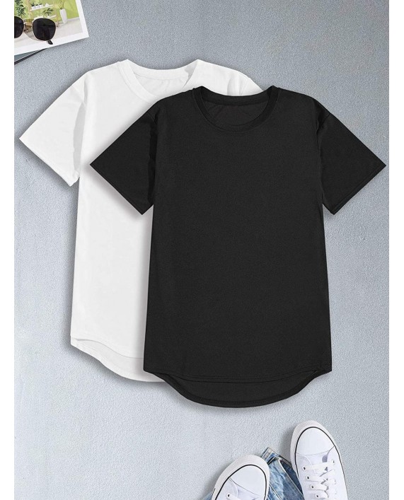 Romwe Men's 2 Pack T Shirt Short Sleeve Solid Crewneck Basic Tee Tops |