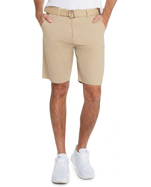 9 Crowns Men's Flat Front Modern fit Twill Chino Belted Shorts Essentials at  Men’s Clothing store