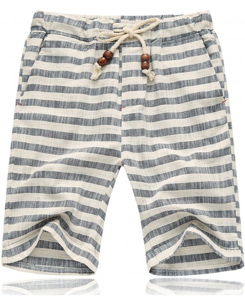 Banana Bucket Men’s Summer Casual Linen Drawstring Striped Beach Shorts at  Men’s Clothing store