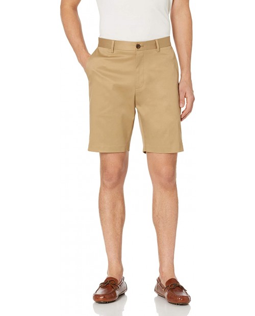  Brand - Buttoned Down Men's Slim Fit Flat Front 9 Inseam Chino Short Supima Cotton Non-Iron