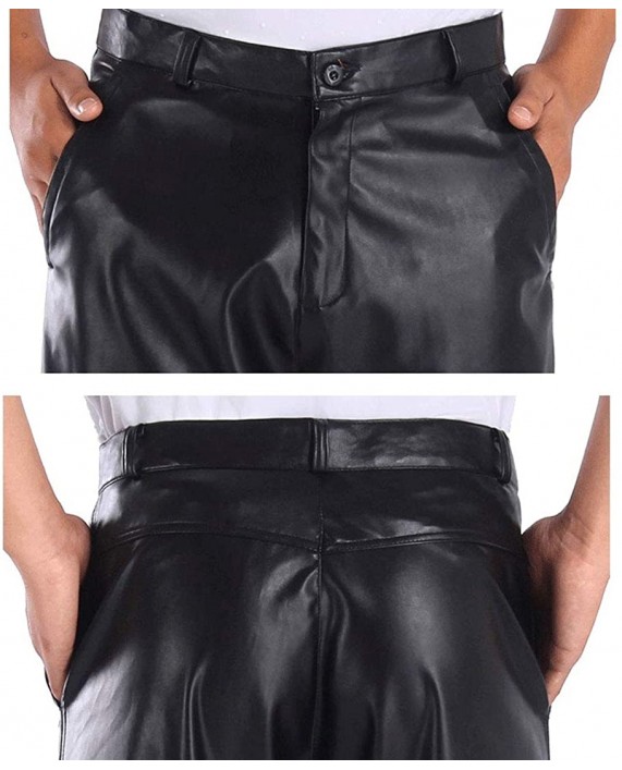 Idopy Men`s Business Stretchy Bermuda PU Faux Leather Shorts Pants at Men’s Clothing store