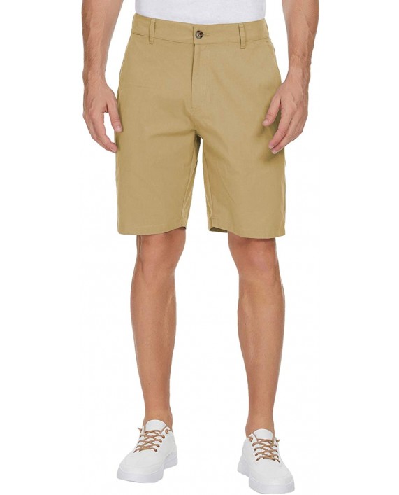 Janmid Men's Slim-Fit Flat Front Chino Short with Elastic Waist and Pockets