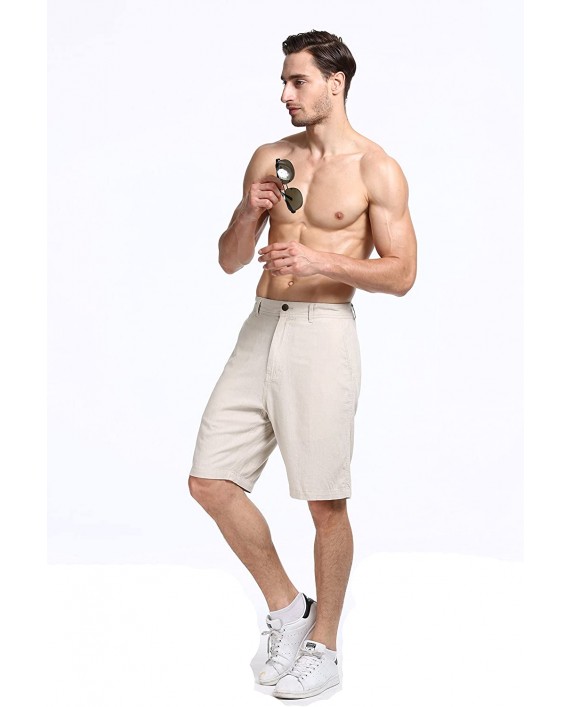 Lavenderi Men's Linen Classic Relaxed Fit Short with Pocket at Men’s Clothing store