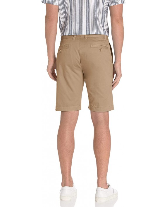 Louis Raphael KHAKI Men's Slim Fit Flat Front Garment Dye Cotton Short at Men’s Clothing store