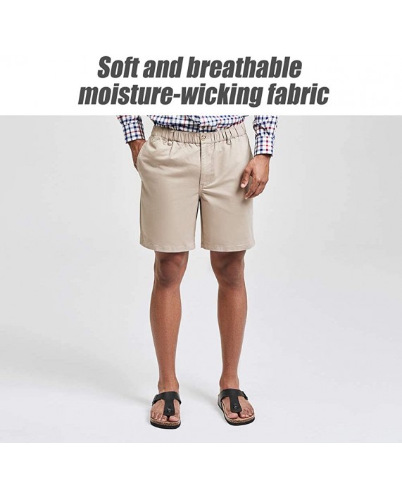 MaaMgic Men's Classic-fit 7 Cotton Casual Shorts Elastic Waistband with Multi-Pocket Daily Wear Walking Summer Outfit at Men’s Clothing store