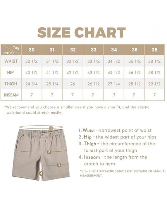 MaaMgic Men's Classic-fit 7 Cotton Casual Shorts Elastic Waistband with Multi-Pocket Daily Wear Walking Summer Outfit at Men’s Clothing store