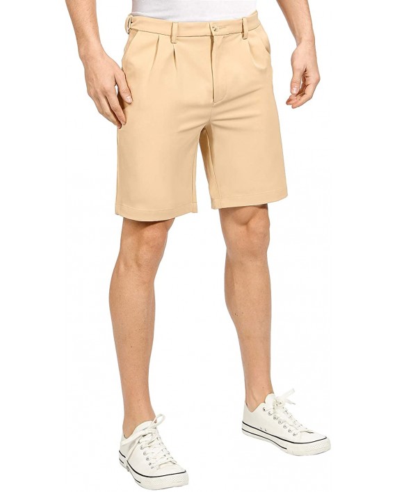 MAGE MALE Men's Shorts Classic Fit Stretch Solid Expandable-Waist Pleat Front Short at Men’s Clothing store