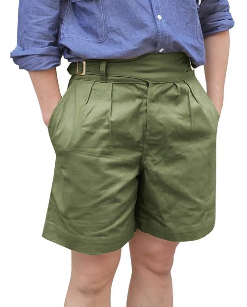 Makkrom Mens Stretch Classic Fit Gurkha Shorts Flat Front Knee Length Pants at  Men’s Clothing store