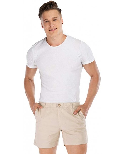 Men's Classic-fit 5.5 Stretch Cotton Casual Shorts with Elastic Waistband Double Pocket Hybrid Walk Short at Men’s Clothing store