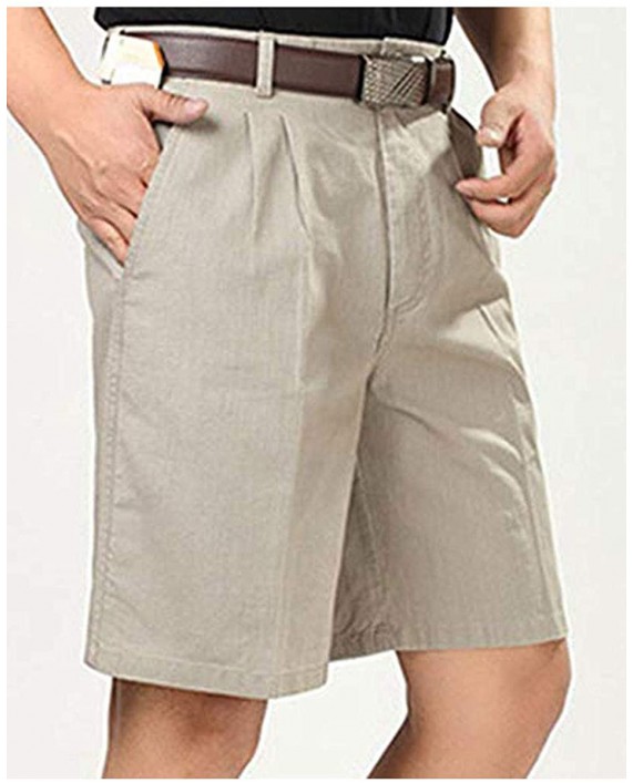 Men's Classic Fit Pleat Front Wrinkle Free Shorts Solid Casual Fashion Short at Men’s Clothing store