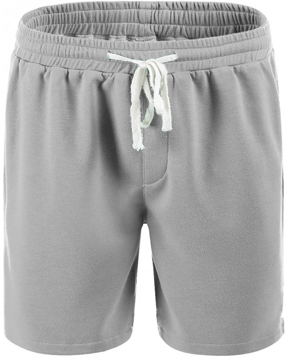 Men's Cotton Long Casual Drawstring Jogger Athletic Workout Gym Sweat Shorts with Pockets at Men’s Clothing store
