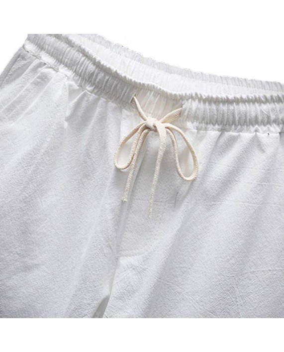 Men's Linen Casual Classic Fit Short - Elastic Waist Drawstring Summer Beach Shorts-6 Colors at Men’s Clothing store
