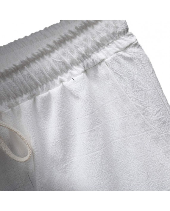 Men's Linen Casual Classic Fit Short - Elastic Waist Drawstring Summer Beach Shorts-6 Colors at Men’s Clothing store