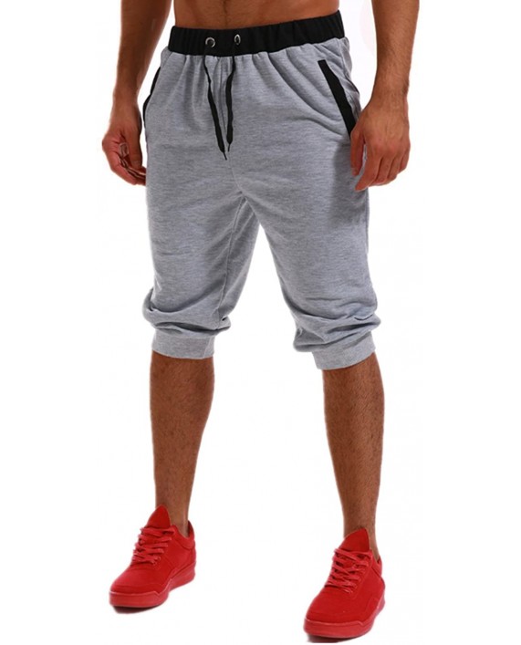 MODCHOK Men's 3 4 Jogger Capri Pants Sport Shorts Elastic Sweatpants Running Trouser with Pockets