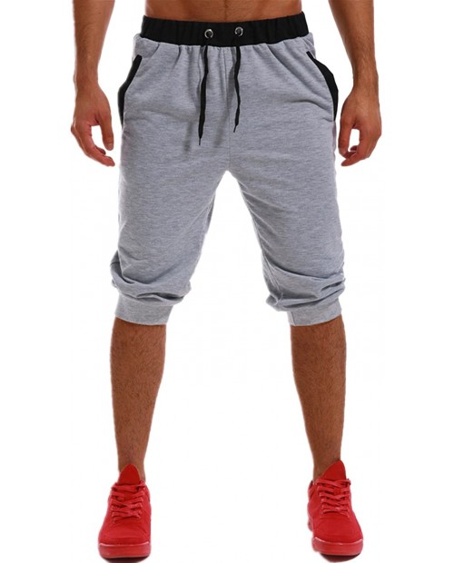 MODCHOK Men's 3 4 Jogger Capri Pants Sport Shorts Elastic Sweatpants Running Trouser with Pockets