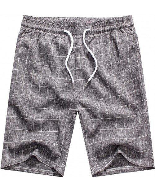 Moomphya Men's Plaid Casual Classic Fit Checked Drawstring Beach Short at Men’s Clothing store