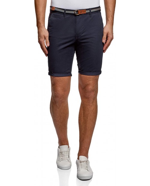 oodji Ultra Men's Cotton Shorts Blue L at  Men’s Clothing store