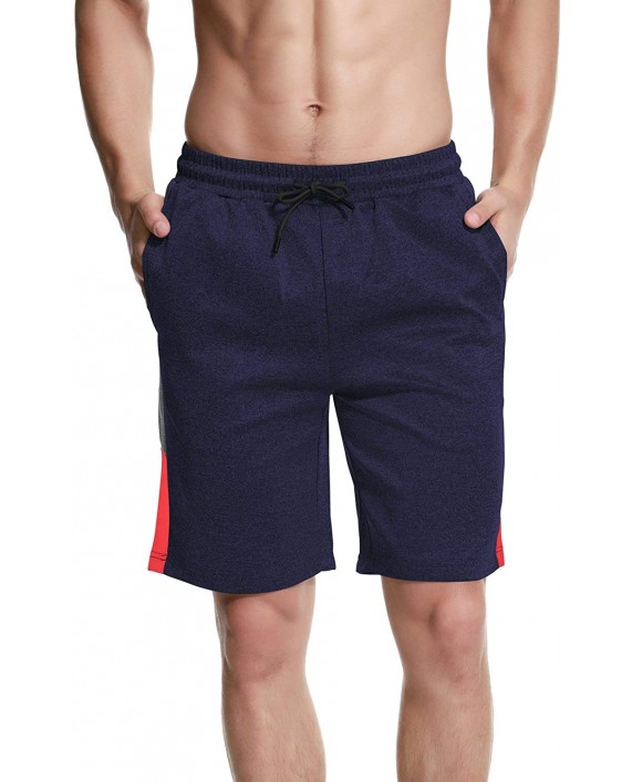 Rdruko Men's Fitted Gym Workout Shorts Running Training Bodybuilding Jogger Shorts with Pockets at Men’s Clothing store