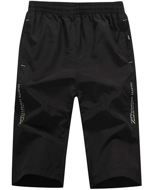 sandbank Men's Outdoor Capri Pants Quick Dry Hiking 3 4 Below Knee Shorts with Zipper Pockets at  Men’s Clothing store
