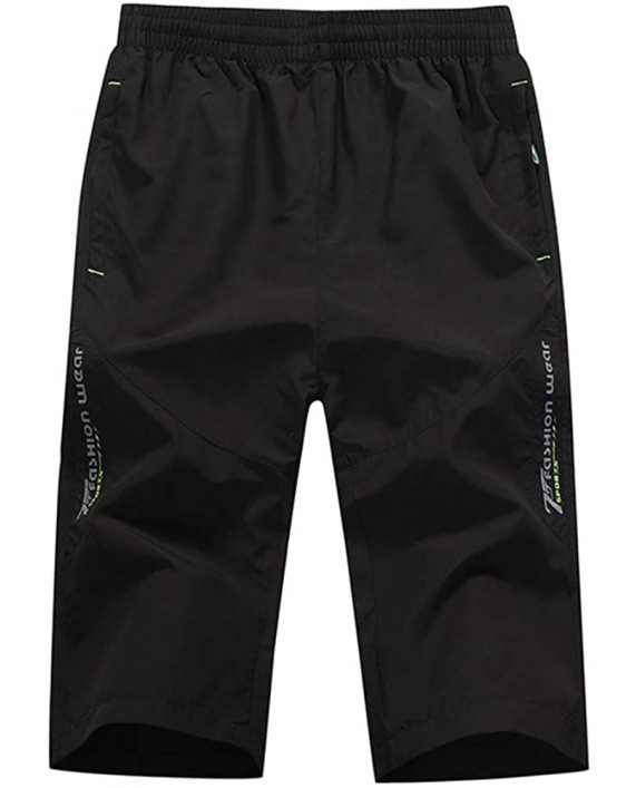 sandbank Men's Outdoor Capri Pants Quick Dry Hiking 3 4 Below Knee Shorts with Zipper Pockets at Men’s Clothing store