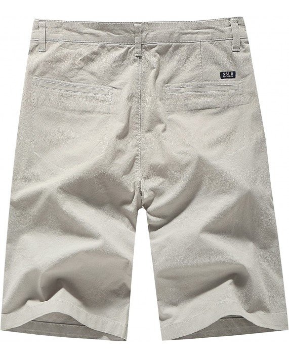 SSLR Men's Classic Fit Flat Front Casual Cotton Shorts at Men’s Clothing store