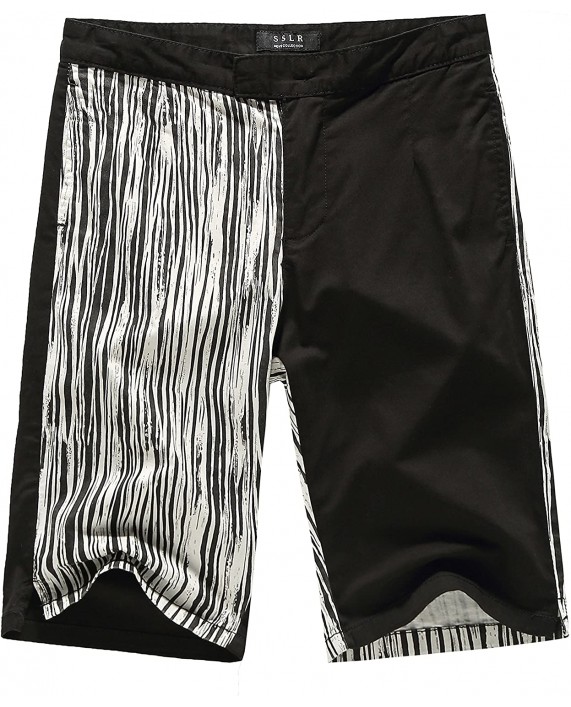 SSLR Men's Color Block Striped Flat Front Casual Shorts at Men’s Clothing store