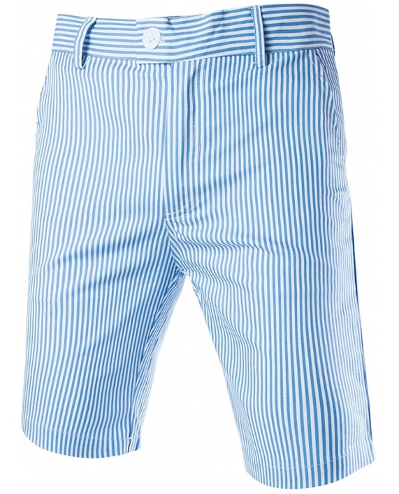 uxcell Men Summer Shorts Striped Slim Fit Flat Front Walk Chino Shorts at Men’s Clothing store