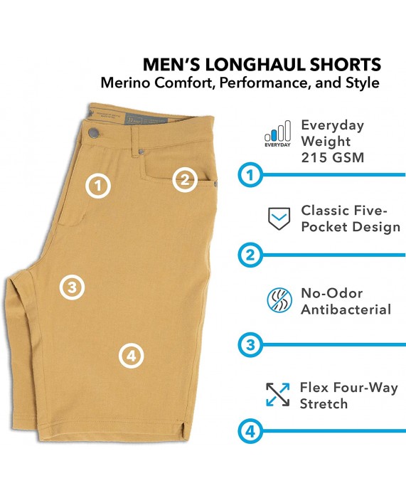 Woolly Clothing Men's Merino Wool Longhaul Shorts at Men’s Clothing store