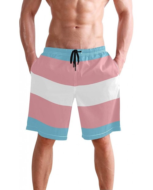 Anyangquji Mens Swim Trunks Transgender Pride Flag Beach Board Shorts |