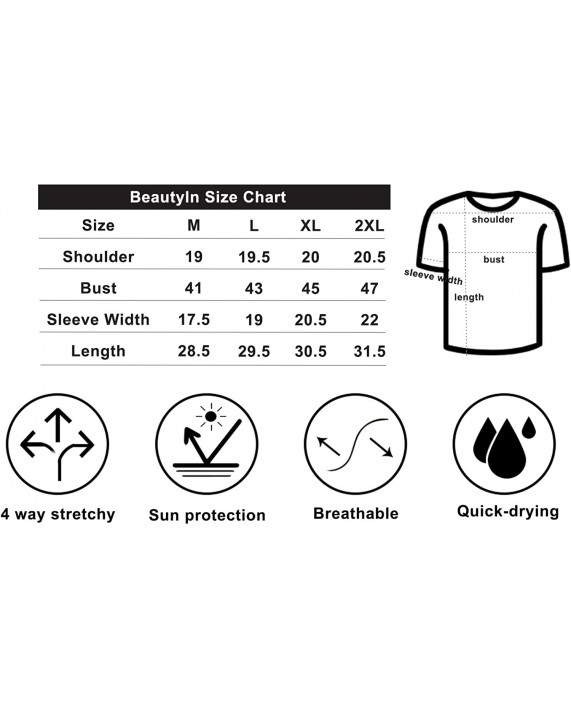 beautyin Men's Breathable Rashguard Sport Tee Short Sleeve Loose Fit Swim Shirt |