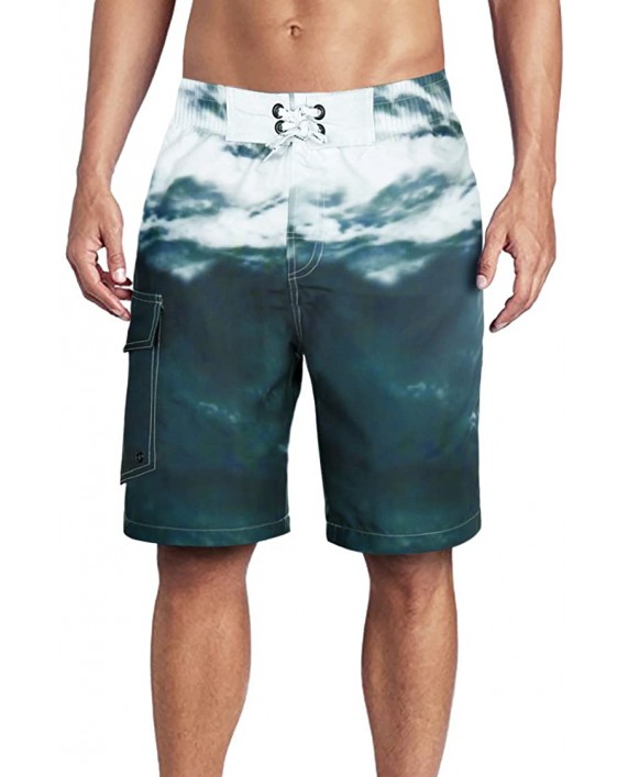 ELETOP Men's Swim Trunks Quick Dry Board Shorts Beach Holiday Bathing Suit Print Swimwear