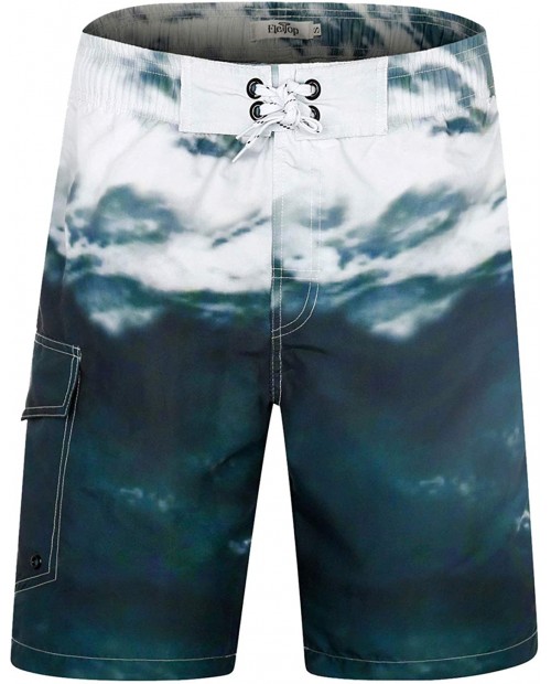 ELETOP Men's Swim Trunks Quick Dry Board Shorts Beach Holiday Bathing Suit Print Swimwear