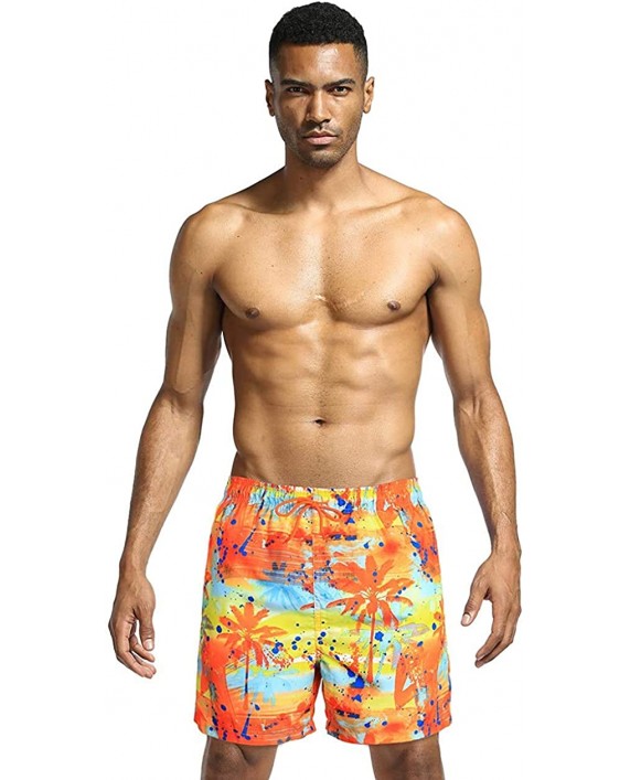 Jimmy Baha·mas Orange Coconut Tree Beach Shorts Holiday Swim Trunks Quick Dry Striped Board Shorts |