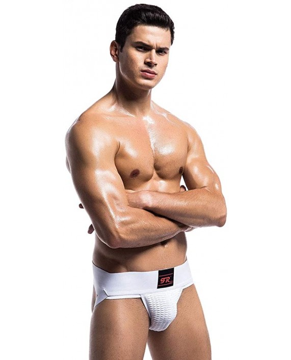 Mens Athletic Supporter Jockstrap Strip Waistband Sexy Swimwear Swimming Shorts Body Bikini Swimsuit Briefs White |