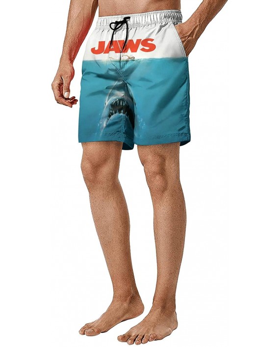 Men's Swim Trunks Beach Shorts Jaws-Movie-Poster- Printed Summer Quick Dry Waterproof