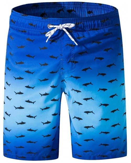 Mens Swim Trunks Quick Dry Swim Shorts Shark Print Board Shorts with Mesh Lining |