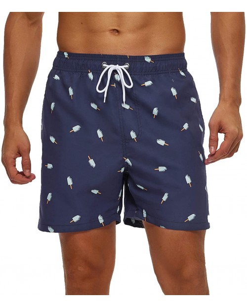 SILKWORLD Men's Quick Dry Swim Shorts with Mesh Lining Bathing Suit Sports Shorts Ice Cream Navy X-Large |